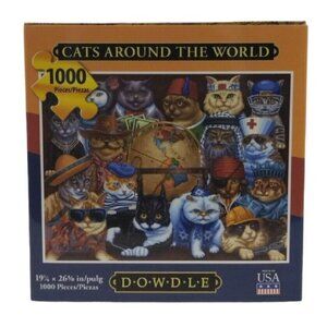 Dowdle Cats Around The World 19 x 27 inch 1000 Piece Jigsaw Folk Puzzle Sealed